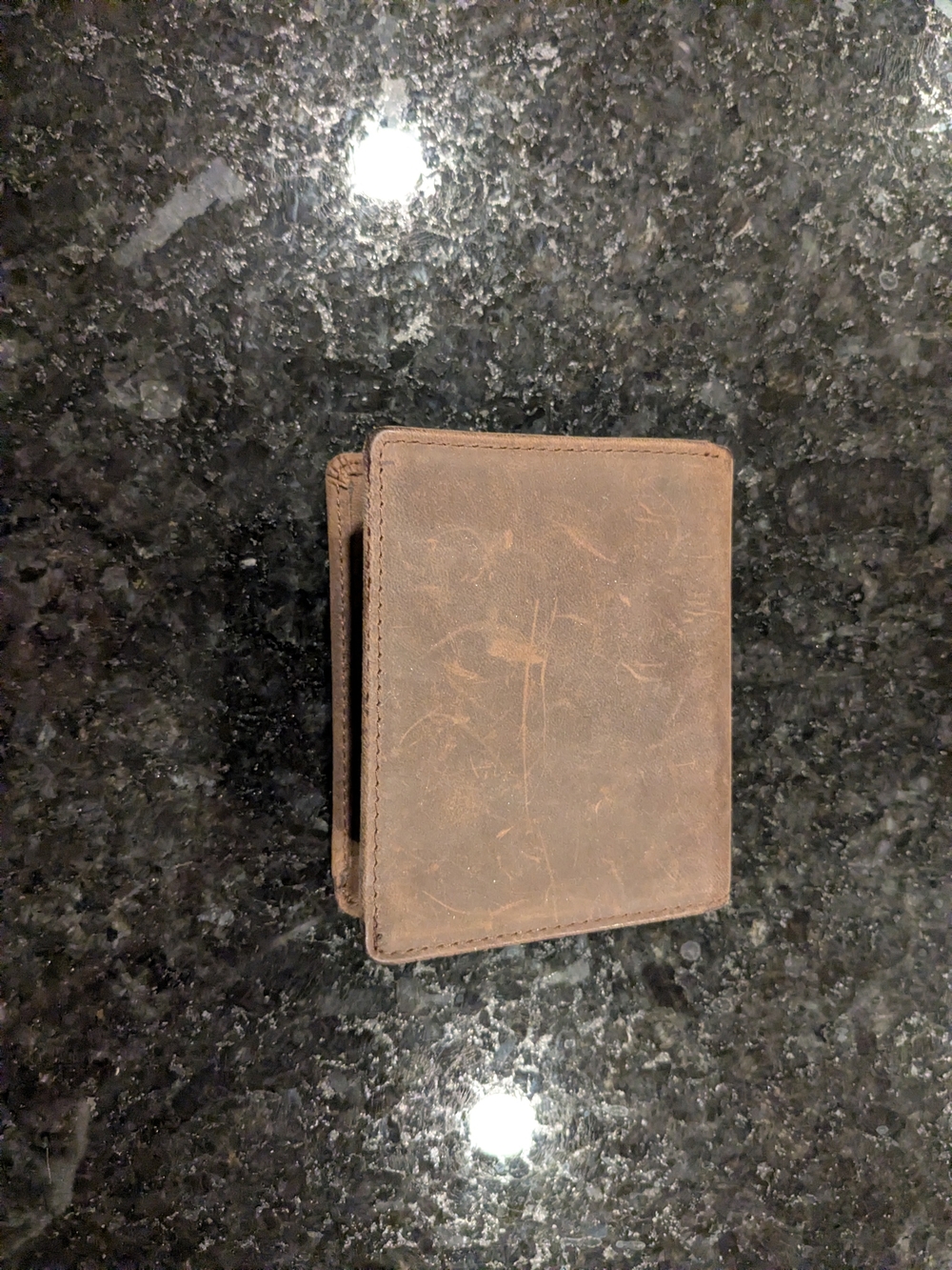 Men's Brown Genuine Leather Bifold Wallet - Classic Slim Design